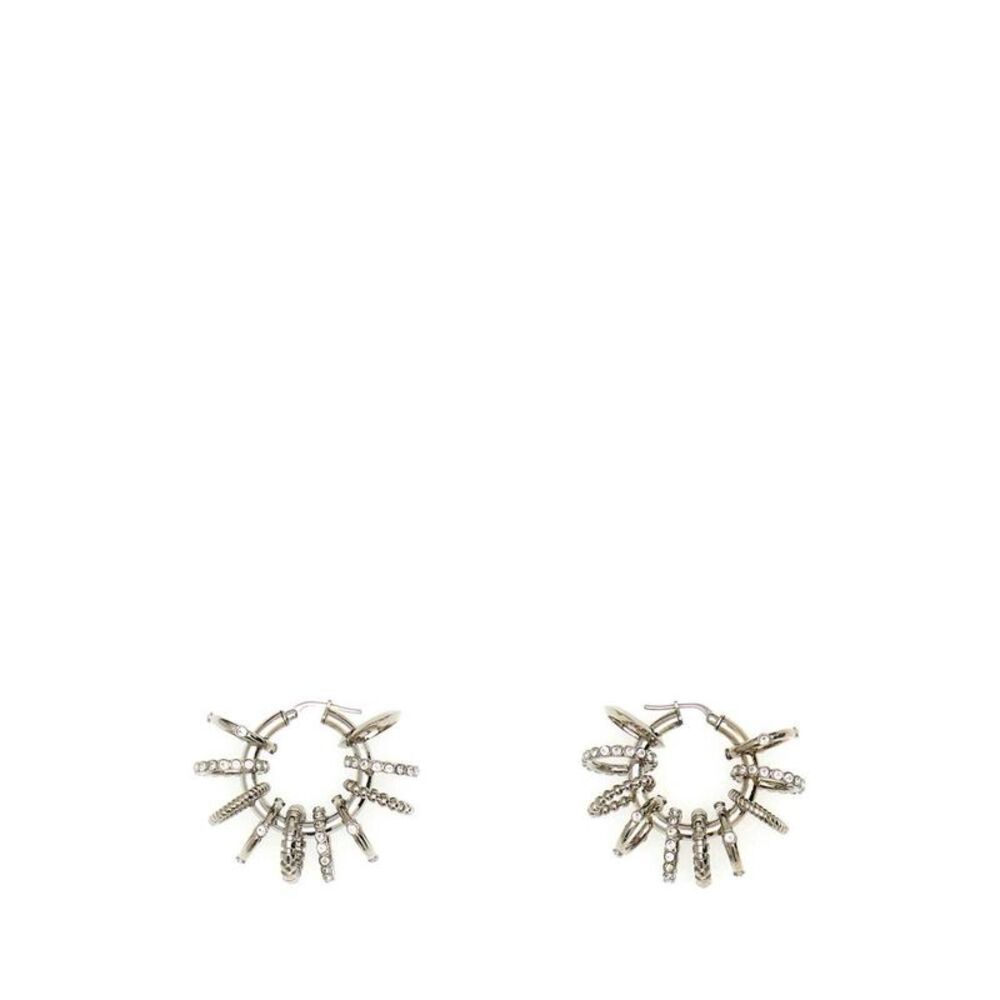AMINA MUADDI Multi-Ring Crystal Embellished Hoop Earrings Women SILVER